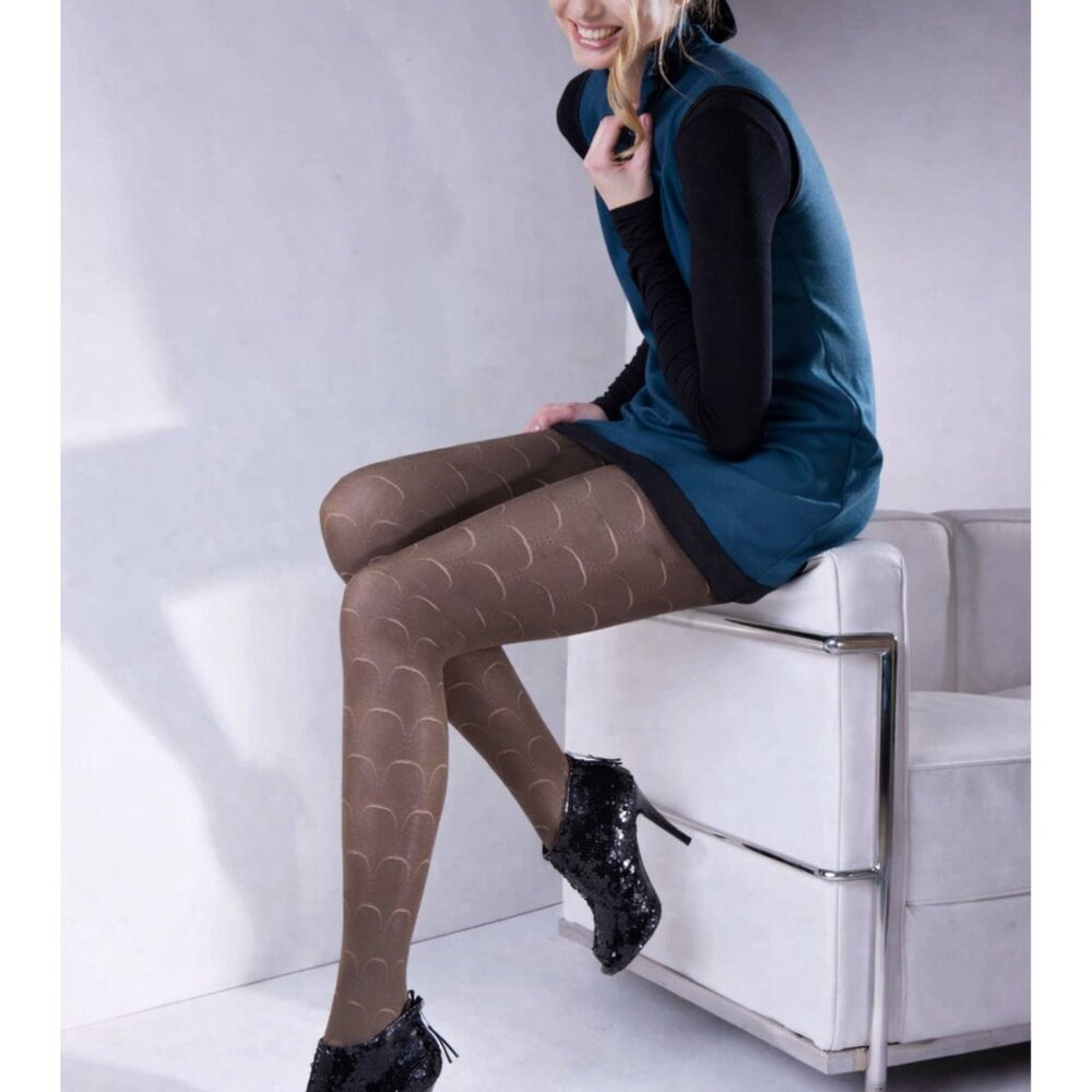 Italian 50 Den Pattern Tights Light Green Water Drop Design